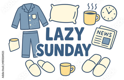 Cozy lazy sunday with pajamas coffee newspaper and relaxation