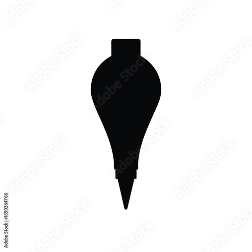 Black and white image of a plumb bob, a tool for determining verticality