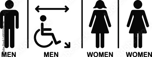 Restroom Sign Icons for Men, Women, and Accessible Facilities symbol