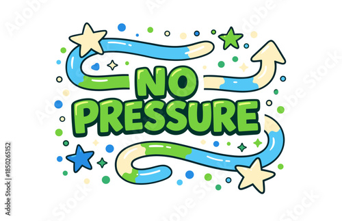 No pressure: colorful starry arrows and dots in blue and green