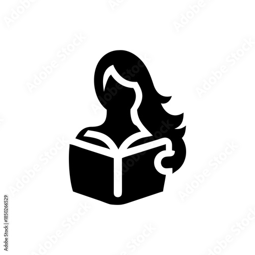 Silhouette of a woman reading a book