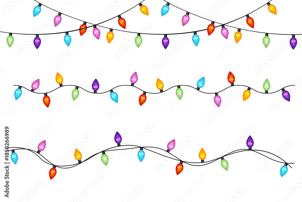Naklejka premium olorful Christmas lights bulbs garlands. Lights bulbs for Christmas decoration