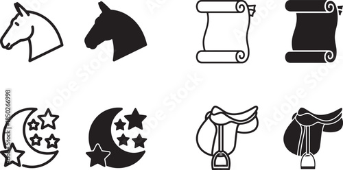 black and white icons of various objects
