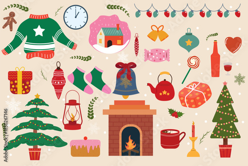 wintertime for Merry Christmas and Happy New Year seasonal greetings holiday background