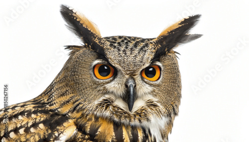 Canvas Print Majestic Eurasian Eagle-Owl Portrait with Striking Orange Eyes