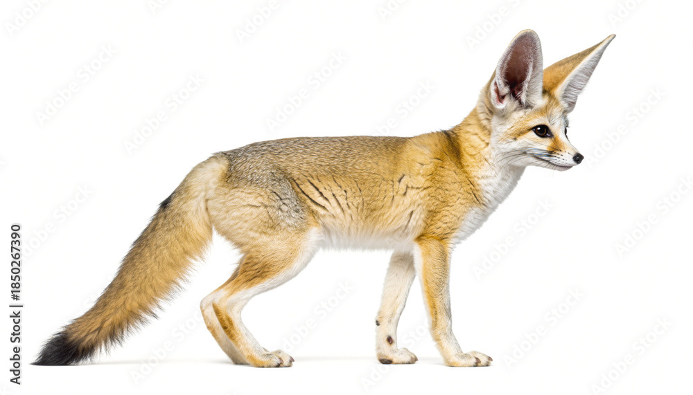 Fototapeta premium Fennec Fox (Vulpes zerda) Standing on White Background