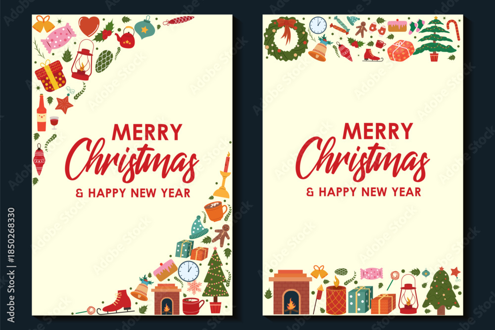 Naklejka premium wintertime for Merry Christmas and Happy New Year seasonal greetings holiday background