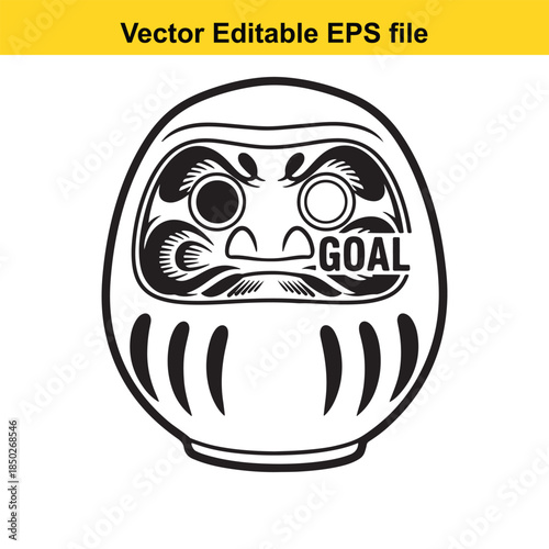 editable vector illustration of a daruma doll with goal text inside