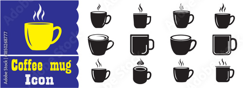 Set of Coffee mug icon, Coffee mug vector collection