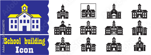 Set of School building icon, School building vector collection