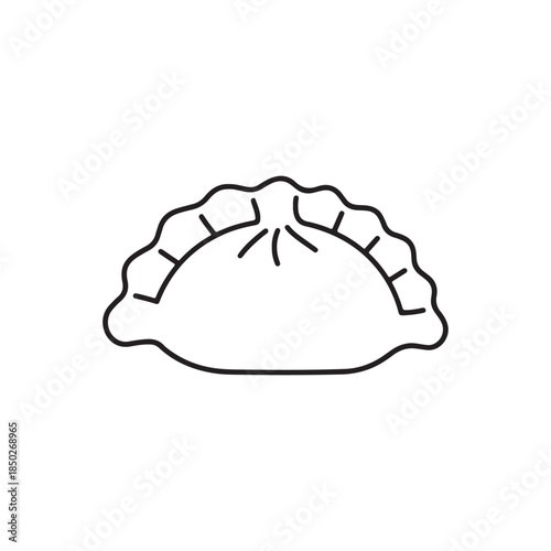 Dumpling vector icon in linear, outline icon isolated on white background
