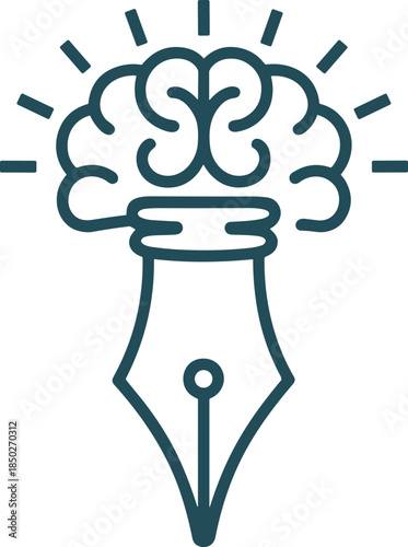 Brain lightbulb pen style for writing inspiration idea and education concept design