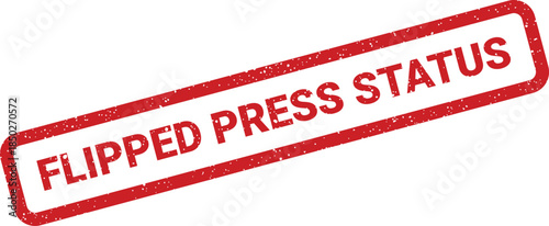 Grunge effect red rectangular stamp showing Flipped Press Status words, excellent for news updates or publishing workflow indications