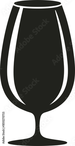 Black silhouette of a large brandy snifter glass on a white background goblet drink