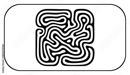 Abstract black and white maze puzzle or fingerprint pattern