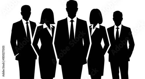 Silhouettes of diverse business professionals representing a unified corporate team