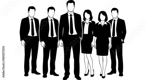 Professional Business Team Silhouette Diverse Group Corporate Staff Members Standing