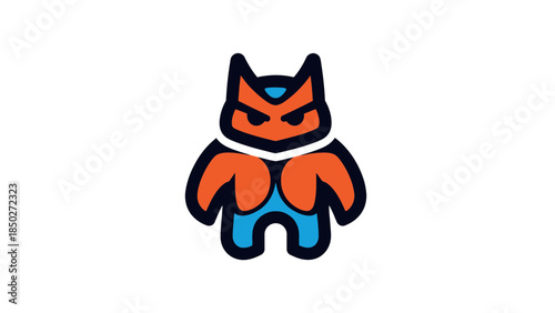 Cartoon character with an angry expression in orange and blue