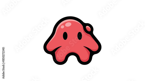 Cute pink blob character with a happy face on black background