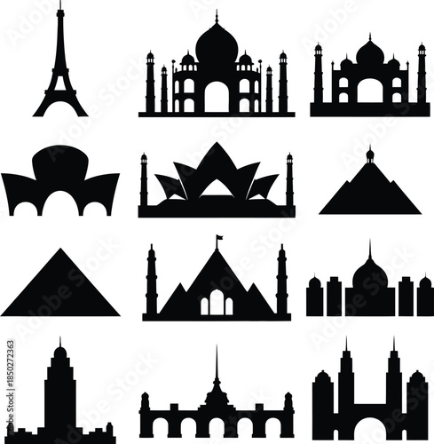 Construction worker silhouettes, builder with helmet vector icons