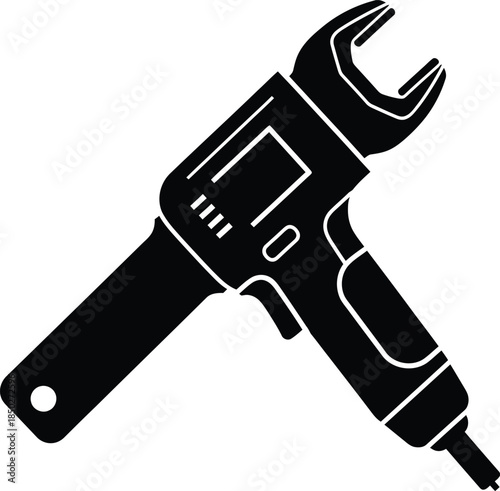 Collection of professional industrial pipe pressing tools and hydraulic plumbing equipment icons for construction maintenance and metalwork services.