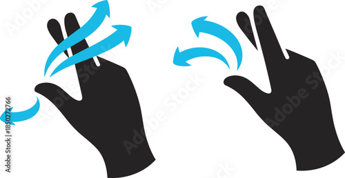 Hand swipe gesture icons set touch interaction arrows mobile interface vector illustration design ui control