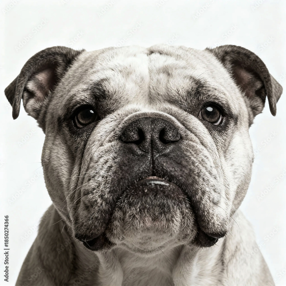 Fototapeta premium domestic dog, bulldog, artificial intelligence generator, AI, neural network image. background for the design