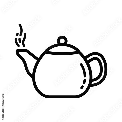 Black teapot icon simple line art
