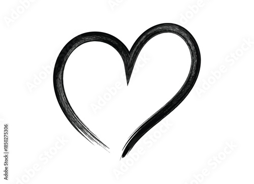 Hand drawn black outline heart symbol on a clean white background conveying love and emotion