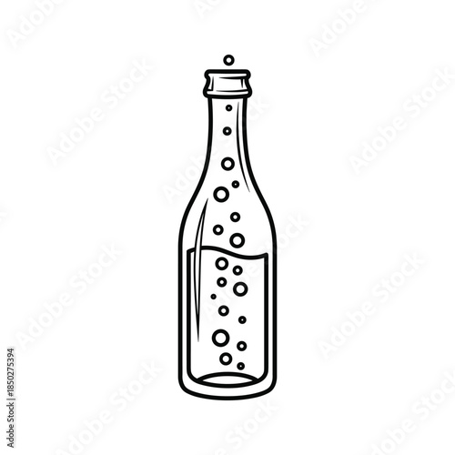 Glass bottle with fizzy drink illustration