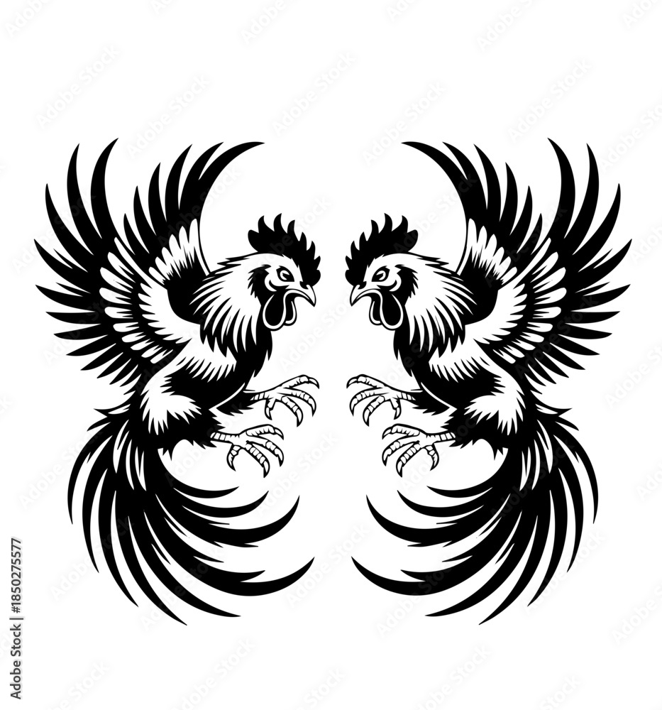 Obraz premium Fighting Cock Vector Illustration
