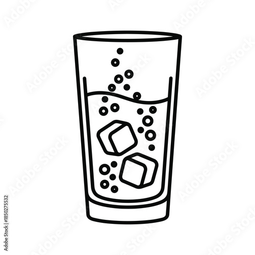Glass of soda with ice cubes