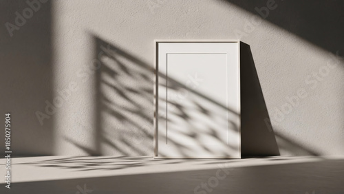 Sunlit Minimalist Interior Mockup with Shadow Patterns on Wall
