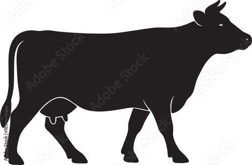 black silhouette of a cow
