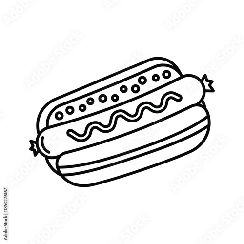 Hot dog in bun with ketchup and mustard