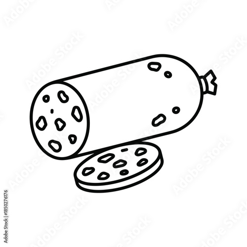 Black and white salami illustration