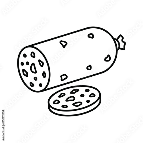 Sliced Salami Sausage Illustration