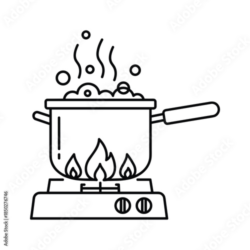 Pot of food boiling on stove