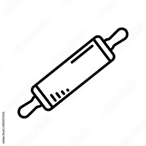 Black and white outline of a rolling pin