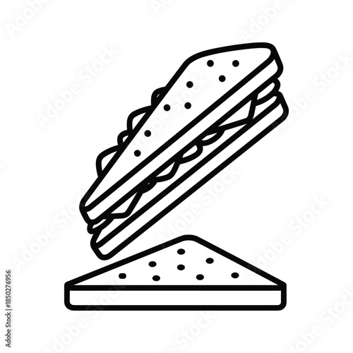 Black and white sandwich illustration