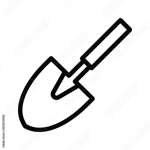Simple black line drawing of a shovel
