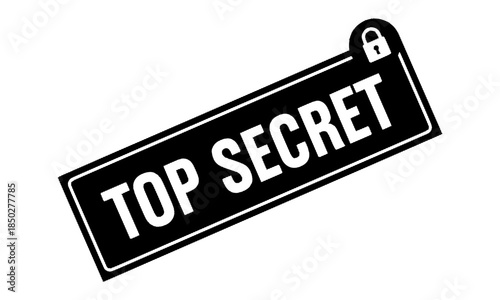 A black and white "TOP SECRET" stamp with a padlock icon, indicating classified information or restricted access.