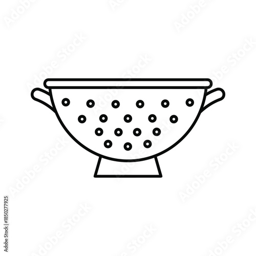 Black and white kitchen colander illustration