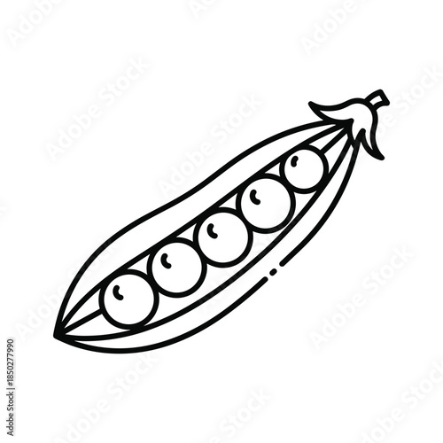 Peas in pod simple black outline illustration
