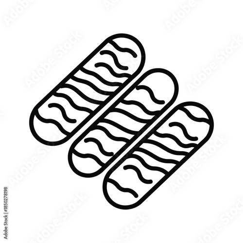 Three Hot Dogs Simple Line Art