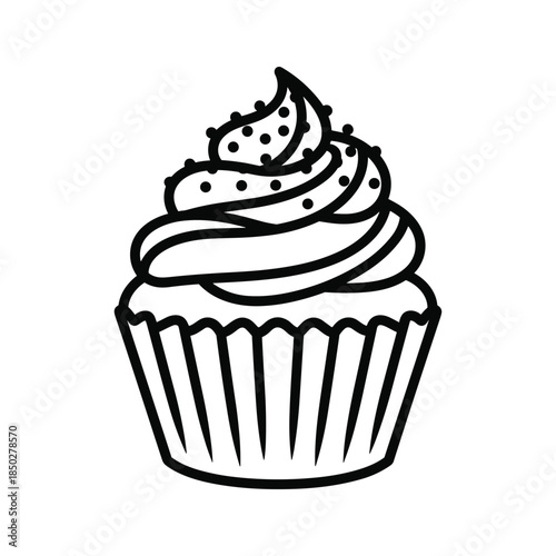 Black and white cupcake illustration