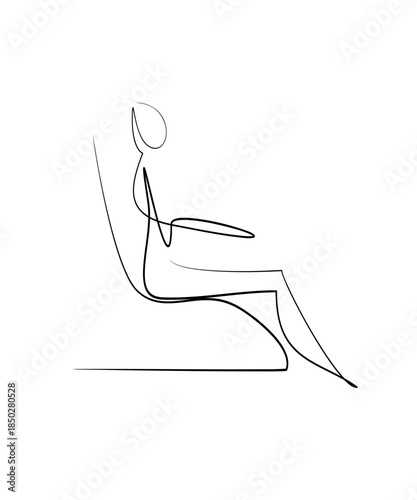 human figure sits on a chair. The person's pose is drawn with a brush in a stylized art form. A psychologist is sitting.