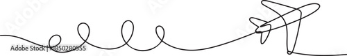 Airplane icon continuous one line drawing of outline vector illustration, One continuous line drawing of Airplane path. Business Concept of world travel. one line Icon drawing