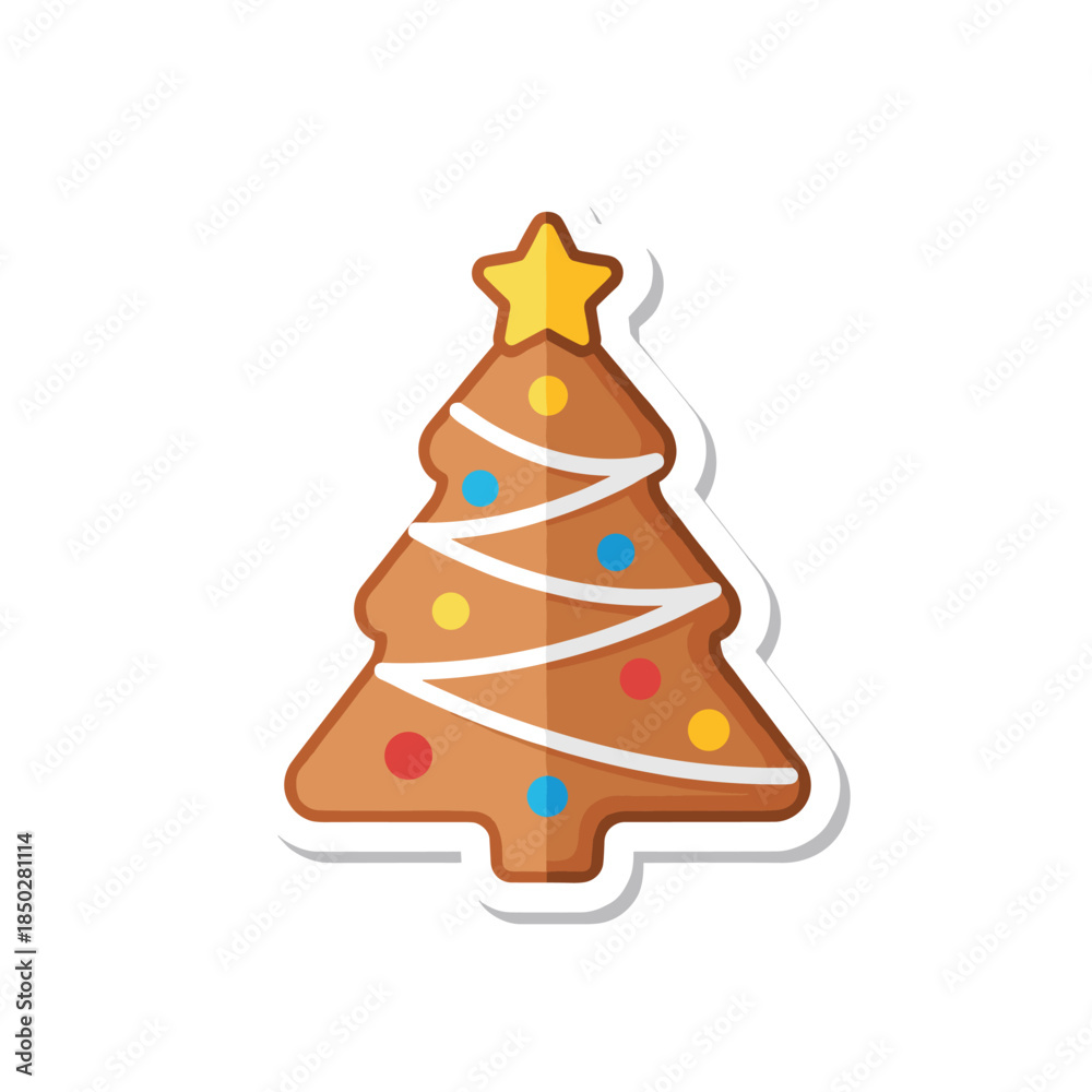 custom made wallpaper toronto digitalChristmas tree gingerbread cookie with colorful decorations and a star on top, festive holiday treat.