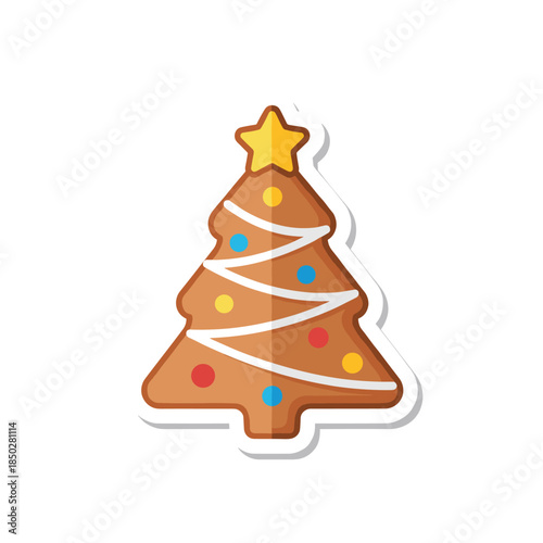 Wallpaper Mural Christmas tree gingerbread cookie with colorful decorations and a star on top, festive holiday treat. Torontodigital.ca